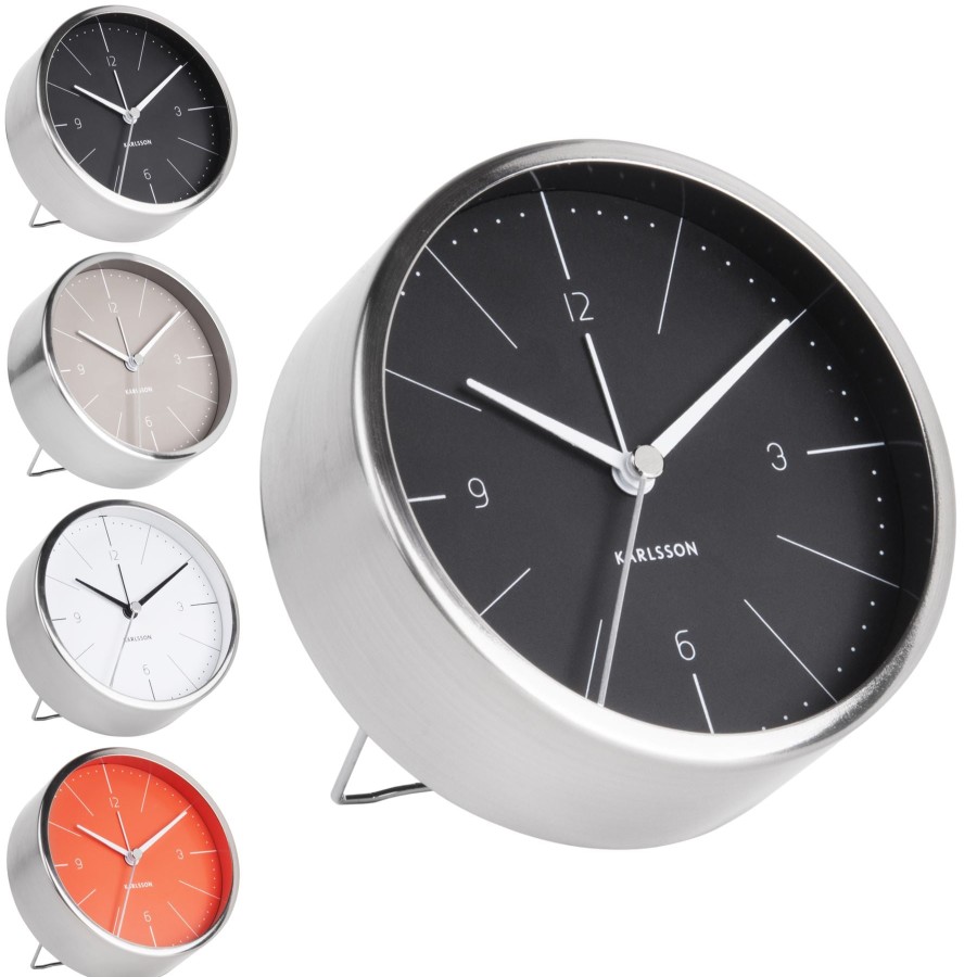 Homewares Karlsson | Karlsson Normann Brushed Steel Alarm Clock