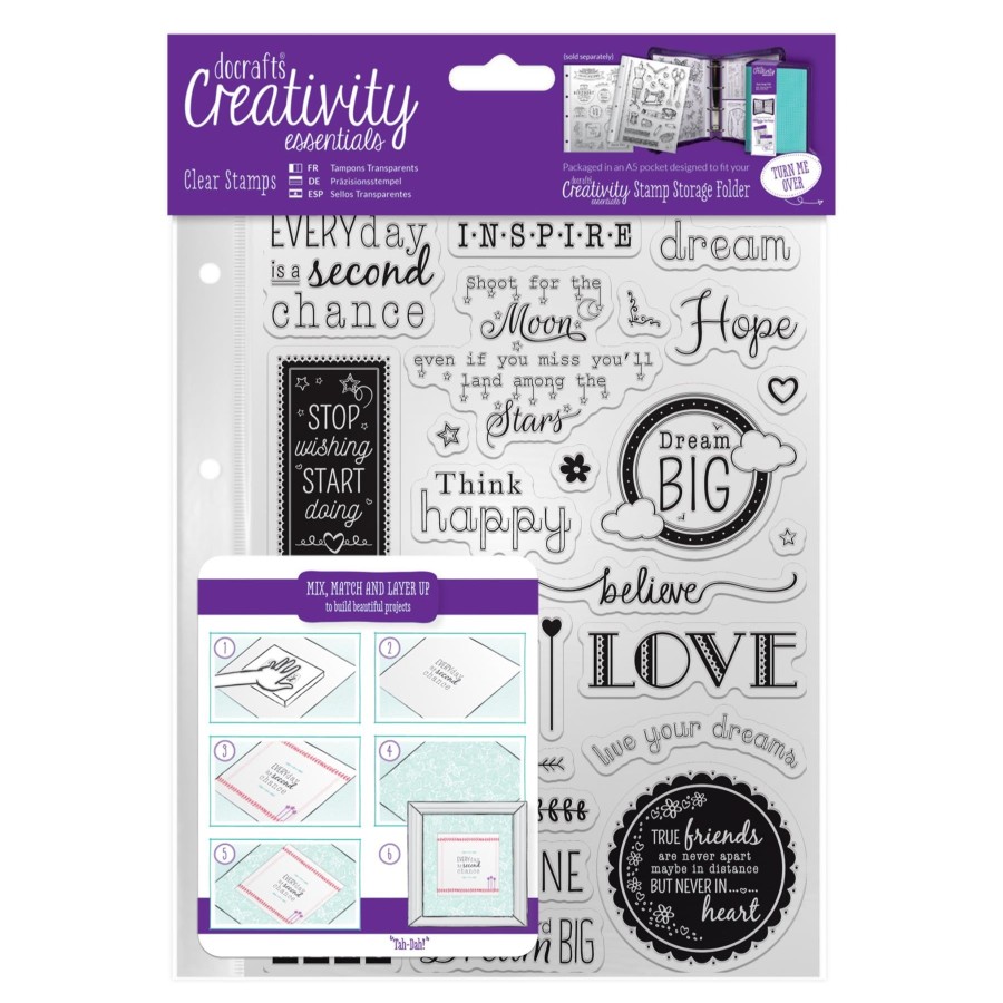 Gifts Docrafts | Docrafts A5 Clear Stamp Set 31 Pieces - Inspirational Sentiments