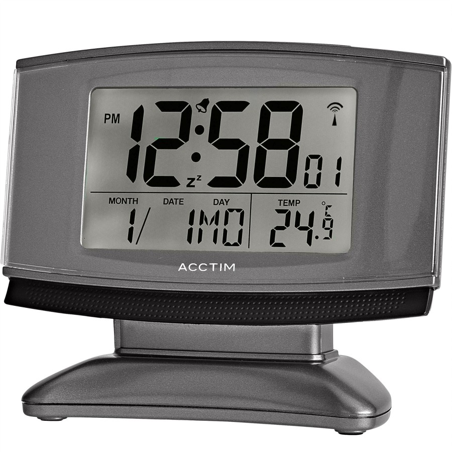 Homewares Acctim | Acctim Cuba Digital Alarm Clock In Titanium/Black