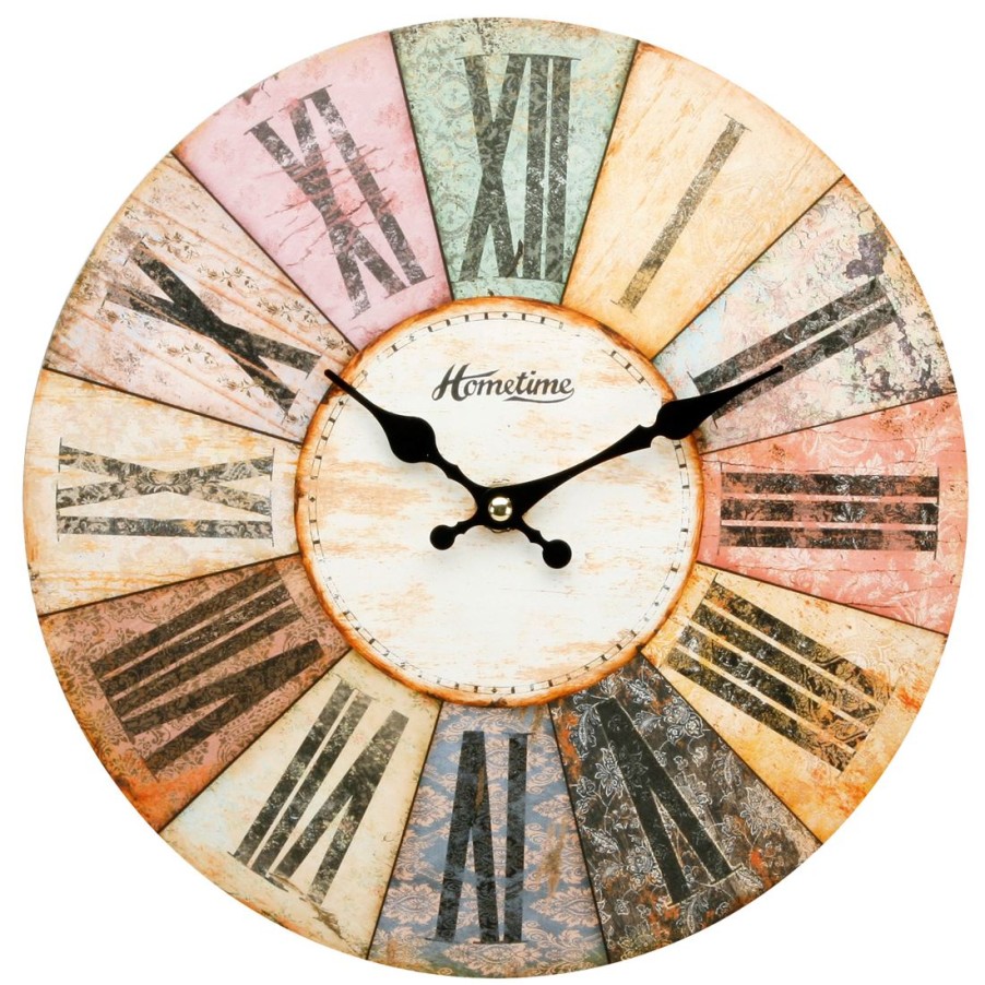 Homewares Hometime | Hometime Multi-Coloured Roman Dial 30Cm Wall Clock