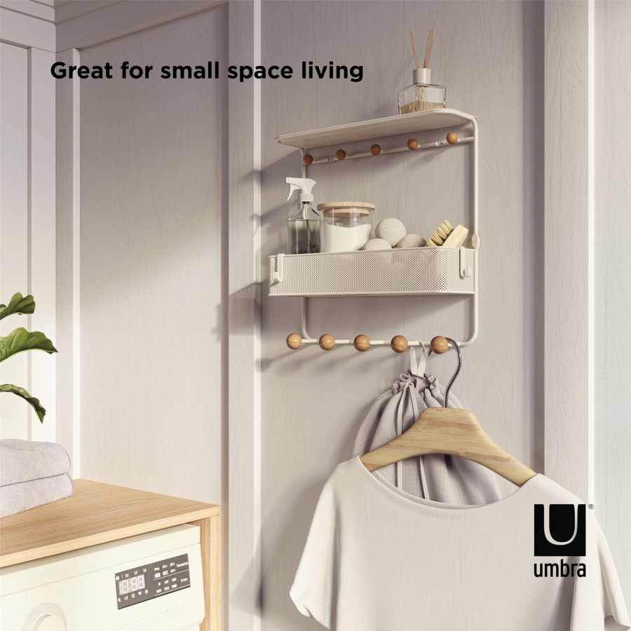 Homewares Umbra | Umbra Estique White Shelf With Hooks