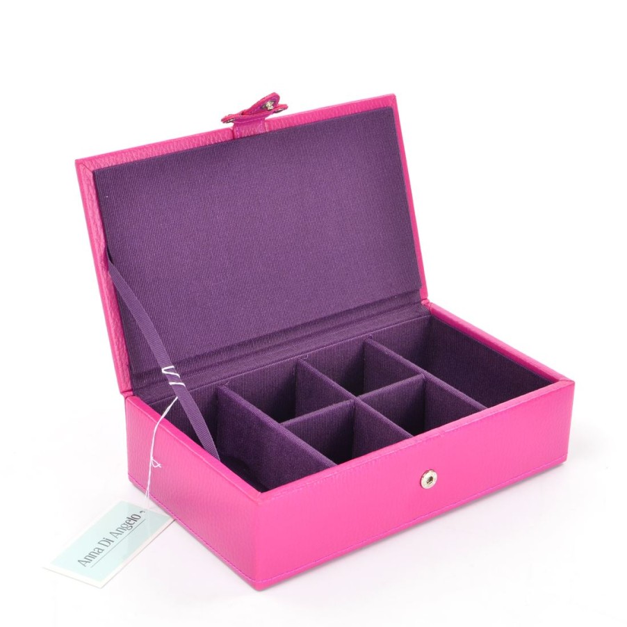 Gifts Dulwich Designs | Dulwich Designs Boutique Hot Pink W/ Purple Lining Small Jewellery Box