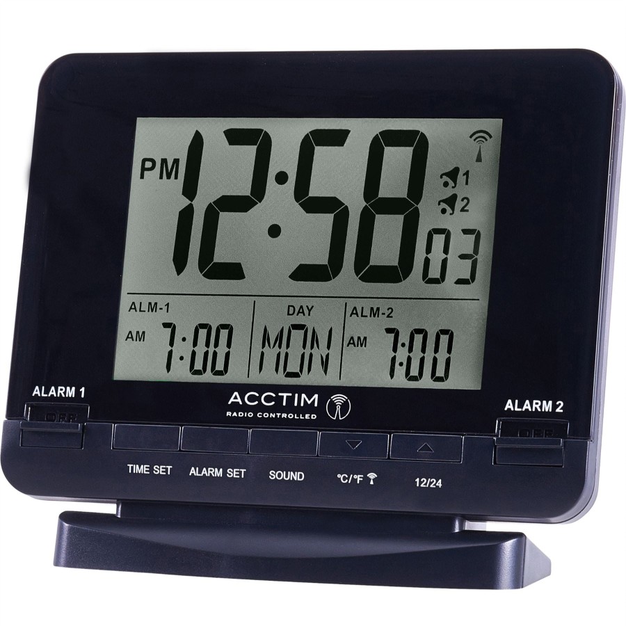 Homewares Acctim | Acctim Delaware Digital Alarm Clock In Black