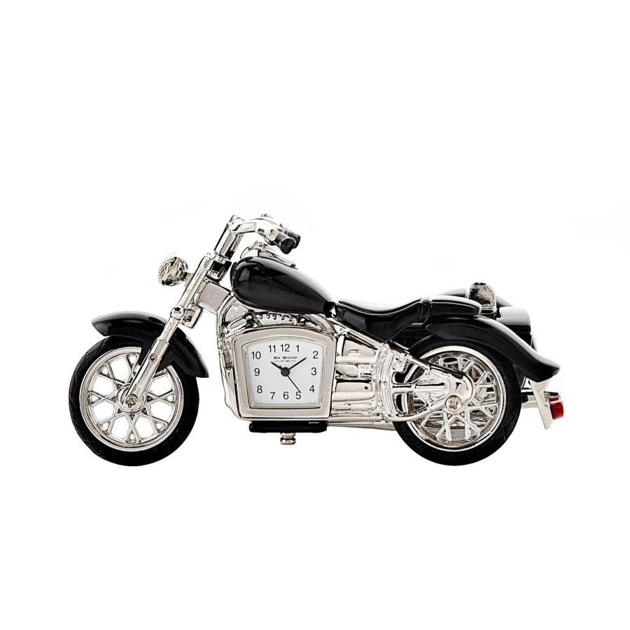 Homewares Wm. Widdop | Wm. Widdop Motorbike & Side Car Black Minature Clock