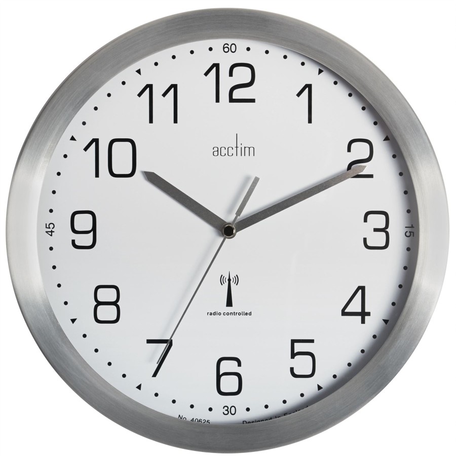 Homewares Acctim | Acctim Mason 25Cm Radio Controlled Wall Clock In Aluminium