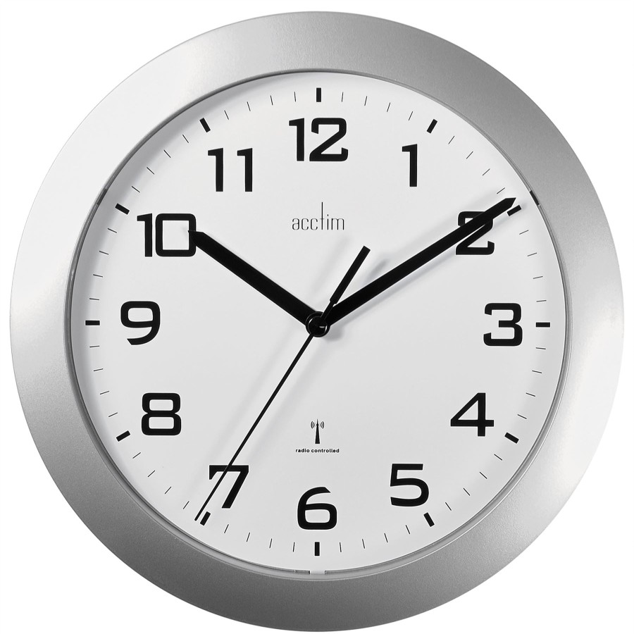 Homewares Acctim | Acctim Peron Silver Radio Controlled 23Cm Wall Clock