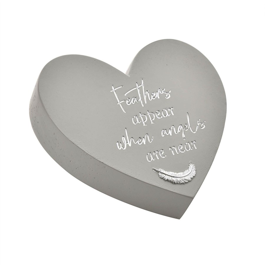 Gifts Thoughts of You | Thoughts Of You Memorial Graveside Heart Plaque - Angels / Feathers