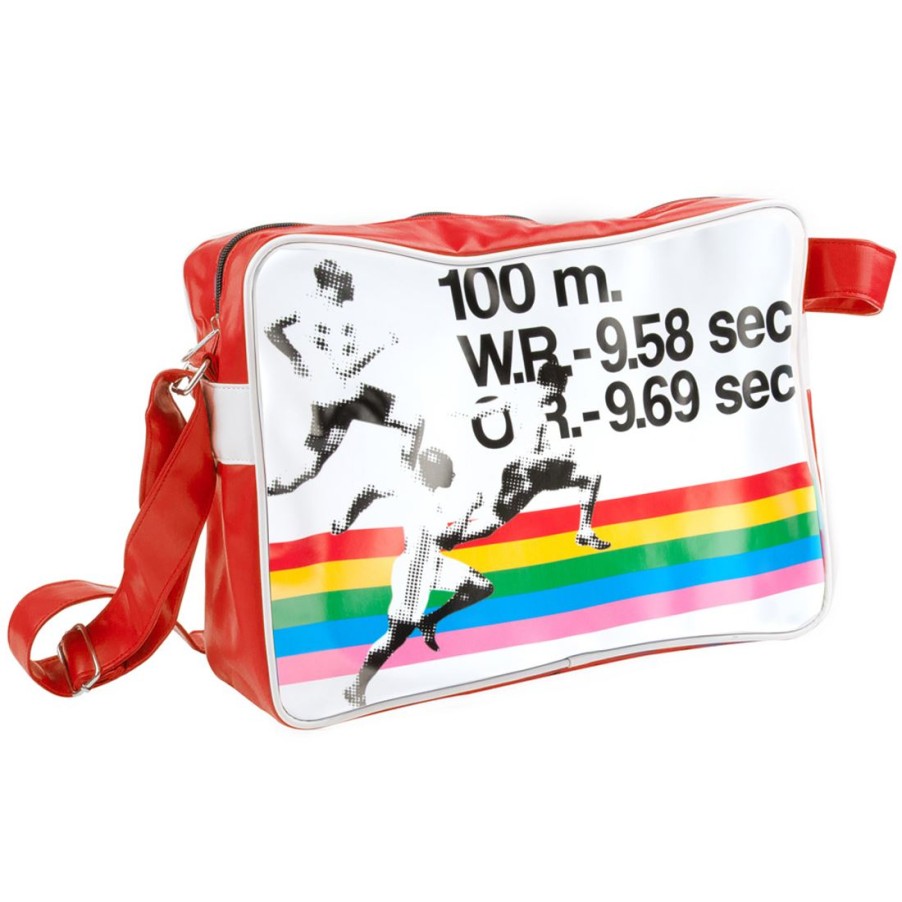 Luggage & Bags Silly Gifts | Silly Gifts Sports Red 100M Sprint Record Messenger Bag