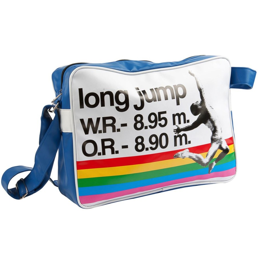 Luggage & Bags Silly Gifts | Silly Gifts Sports Blue Long Jump Record Messenger Bag